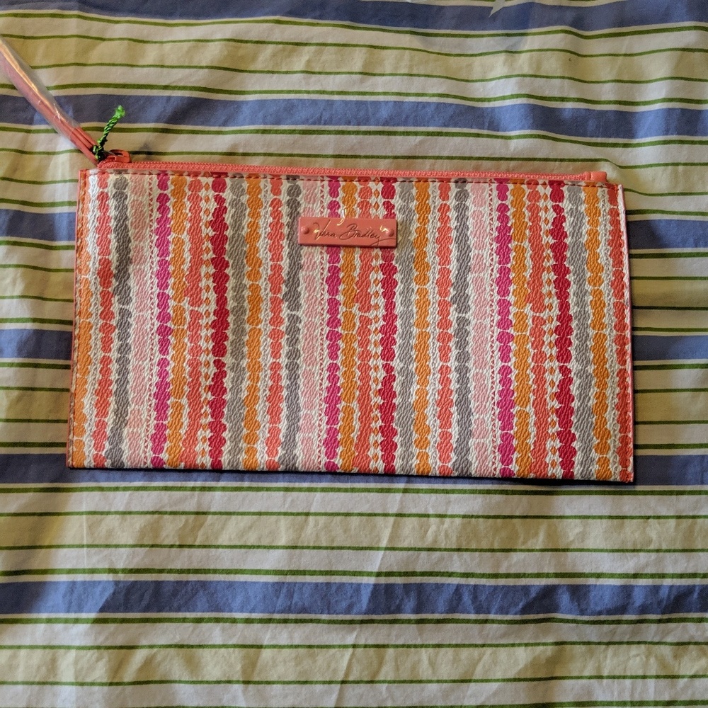 NWT Vera Bradley Slim Zip Wristlet Confetti Stripe